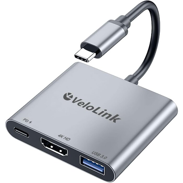 USBC-HDMI+CH - VeloLink USB-C to HDMI Adapter, HDMI to USB-C with 100W PD & USB 3.0,4K HDMI to Typec Adapter, USB C Hub Multiport AV Converter Compatible with MacBook, Laptops, iPhone, PC, Nintendo Switch, steam Deck, rog Ally
