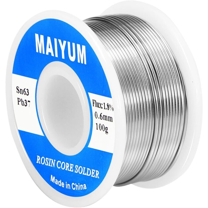 MAIYUM Sn63-Pb37-0.6MM - MAIYUM 63-37 Tin Lead Rosin core solder wire for electrical soldering (0.6mm 100g)