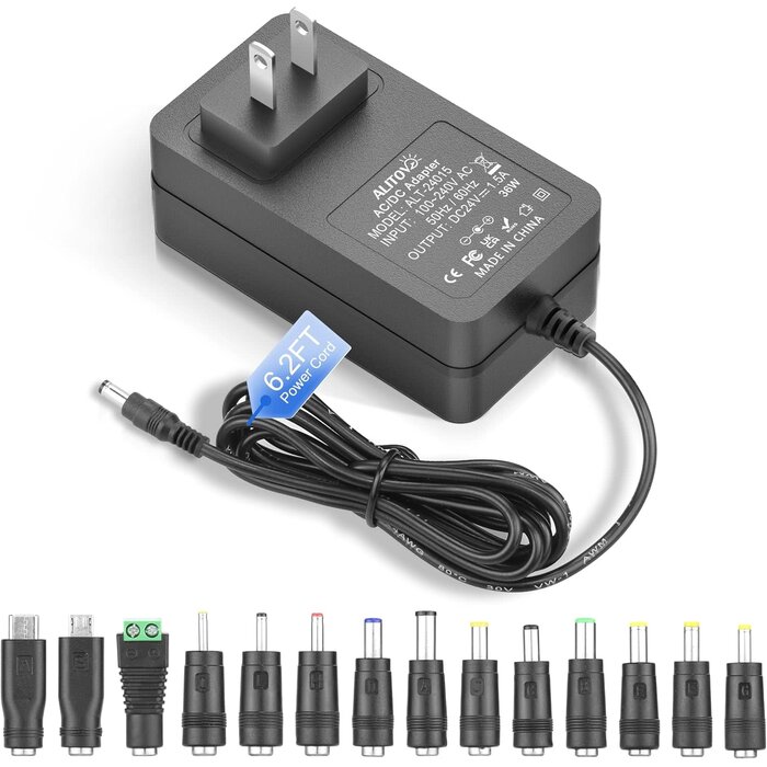 ALITOVE 36 Watt 24V DC Power Supply 1.5A 1A AC Adapter, for LED Strip Light CCTV Camera Diffuser Humidifier Speaker Air Cleaner, Compatible with 24Volt 1000mA 800mA 500mA Devices, with 5.5 x 2.1 mm Tip.