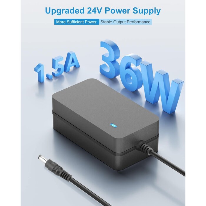 ALITOVE 36 Watt 24V DC Power Supply 1.5A 1A AC Adapter, for LED Strip Light CCTV Camera Diffuser Humidifier Speaker Air Cleaner, Compatible with 24Volt 1000mA 800mA 500mA Devices, with 5.5 x 2.1 mm Tip.