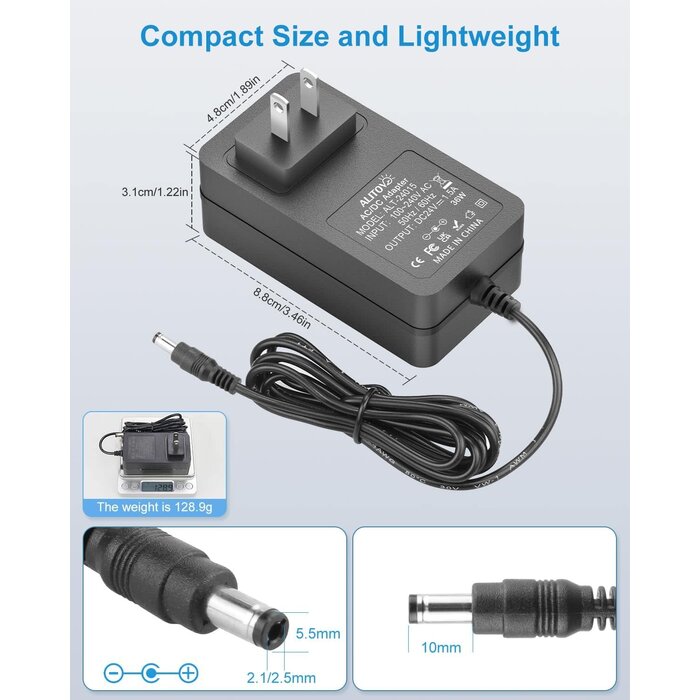 ALITOVE 36 Watt 24V DC Power Supply 1.5A 1A AC Adapter, for LED Strip Light CCTV Camera Diffuser Humidifier Speaker Air Cleaner, Compatible with 24Volt 1000mA 800mA 500mA Devices, with 5.5 x 2.1 mm Tip.