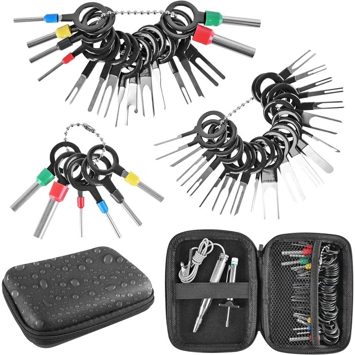 TRTK-44PCS - Kikerike Terminal Removal Tool Kit 44 Pcs Depinning Tool Electrical Connector Pin Removal Tool Kit Pin Extractor Tool Set Wire Terminal Release Tool for Automotive Car Household Devices