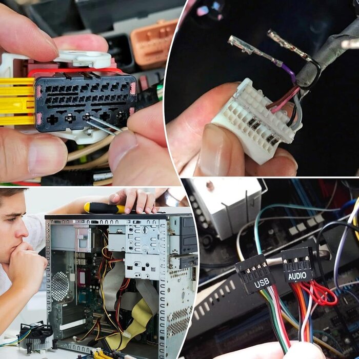 TRTK-44PCS - Kikerike Terminal Removal Tool Kit 44 Pcs Depinning Tool Electrical Connector Pin Removal Tool Kit Pin Extractor Tool Set Wire Terminal Release Tool for Automotive Car Household Devices