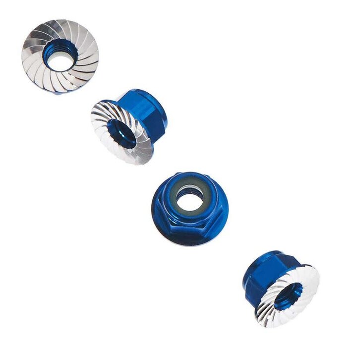 Axial AXIC1046 - Wheel Nut M4 Serrated Blue (4) For 1/10th crawler