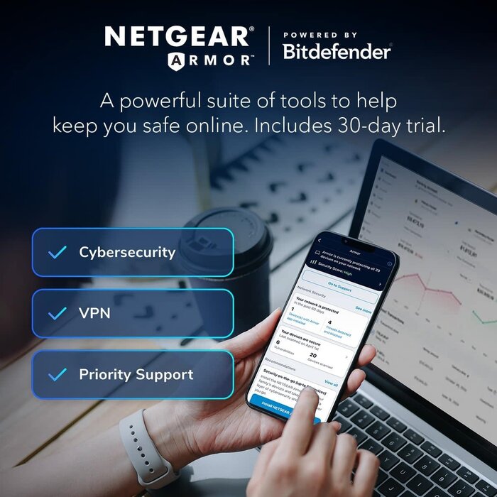 R6700AX - NETGEAR 4-Stream WiFi 6 Router (R6700AX) – Router Only, AX1800 Wireless Speed (Up to 1.8 Gbps), Covers up to 1,500 sq. ft., 20 Devices – Free Expert Help