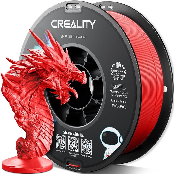 Creality CREALITY-PETEG-RED - CREALITY PETG Filament 1.75mm 3D Printer Filament, 1kg (2.2lb) Neatly Wound Spool, Dimensional Accuracy ±0.03mm, Excellent Toughness, Fits for Most FDM 3D Printers, Red PETG
