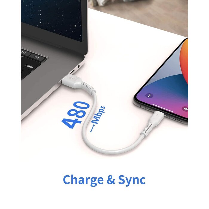 LIGHTNING-1FT - ULIFTUS 1ft iPhone Charge Cable Short, 5Pack USB to Lightning Cord for Fast Charging Stations 1 Foot Compatible with Apple iPhone 12 11 Pro Max Xs 8 7 6 5 Plus, iPad Air/Mini