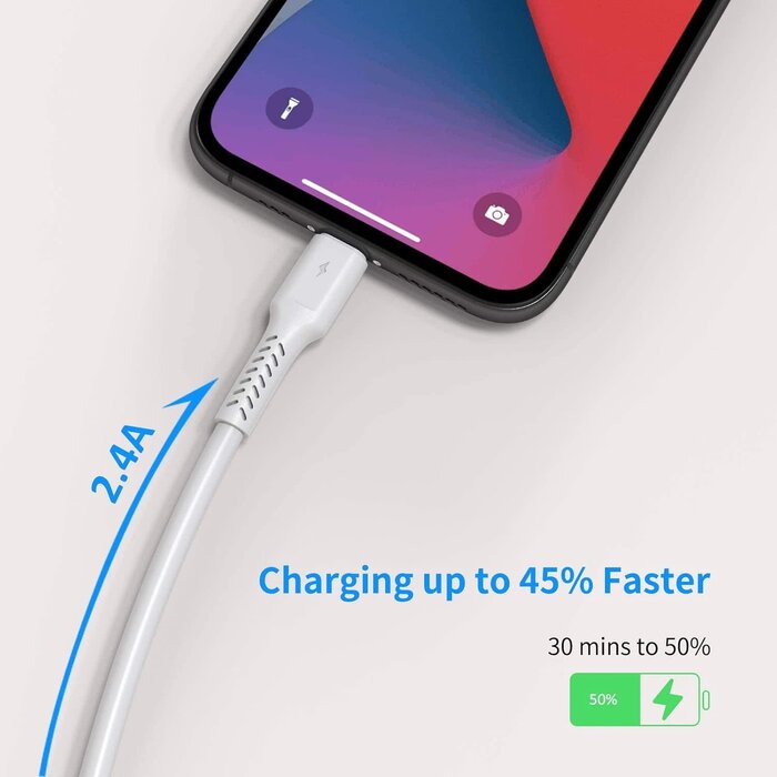 LIGHTNING-1FT - ULIFTUS 1ft iPhone Charge Cable Short, 5Pack USB to Lightning Cord for Fast Charging Stations 1 Foot Compatible with Apple iPhone 12 11 Pro Max Xs 8 7 6 5 Plus, iPad Air/Mini