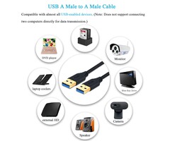 USB-M/M-6FT - Besgoods USB 3.0 Cable Male to Male, Braided 6ft USB to USB Cable Type A Male Double End USB Cord Compatible Hard Drive Enclosures, DVD Player, Laptop Cooler - Black