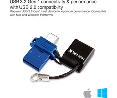 Verbatim VTM-32GB-C - Verbatim 32GB Store ‘n’ Go Dual OTG USB 3.2 Gen 1 Flash Drive for USB-C Devices – 2 in 1 Type C Thumb Drive