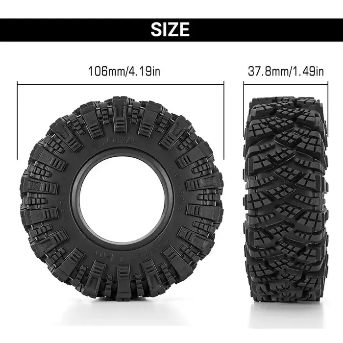 INJORA YQT-1913-S5 - INJORA S5 Kraken Claw 1.9" 4.19" OD M/T Tires (4) (106*37mm)
