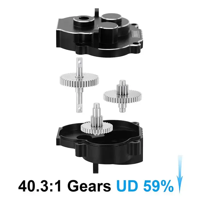 INJORA 4M-55UD-BK - INJORA CNC Aluminum Complete Transmission for 1/18 TRX4M (4M-55)