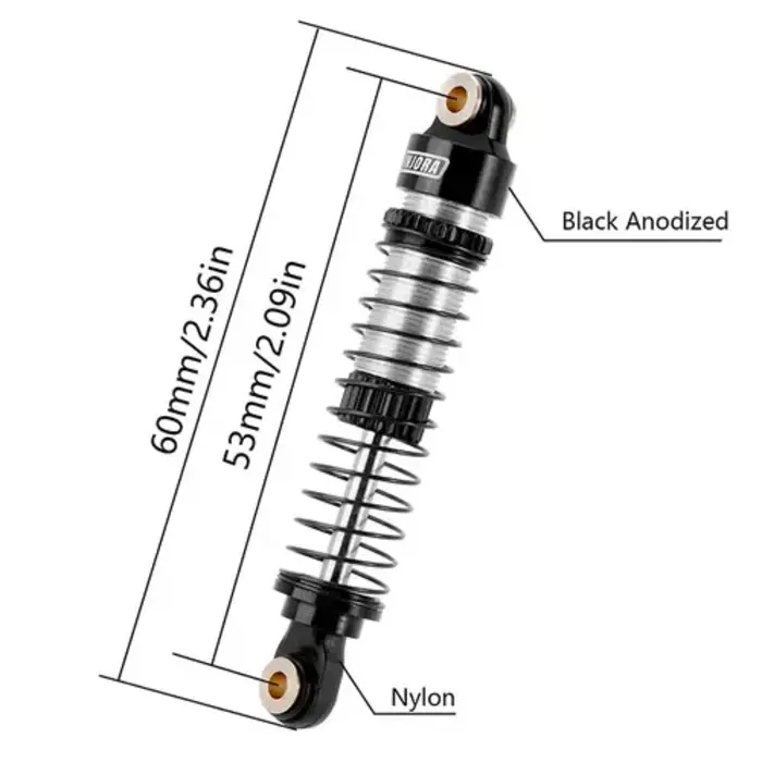 INJORA 4M-24BS-2 - INJORA 53mm Aluminum Threaded Oil Shocks for 1/18 TRX4M (4M-24)