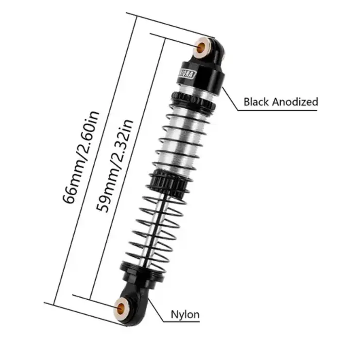 INJORA 4M-42BS-2 - INJORA 59mm Long Threaded Oil Shocks for 1/18 TRX4M (4M-42)
