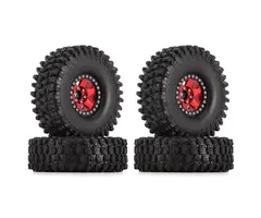 INJORA YQT-1901-14RD - INJORA 4PCS 1.9" 120*42mm Wheel Rims Tires Set for 1/10 RC Crawler, Red