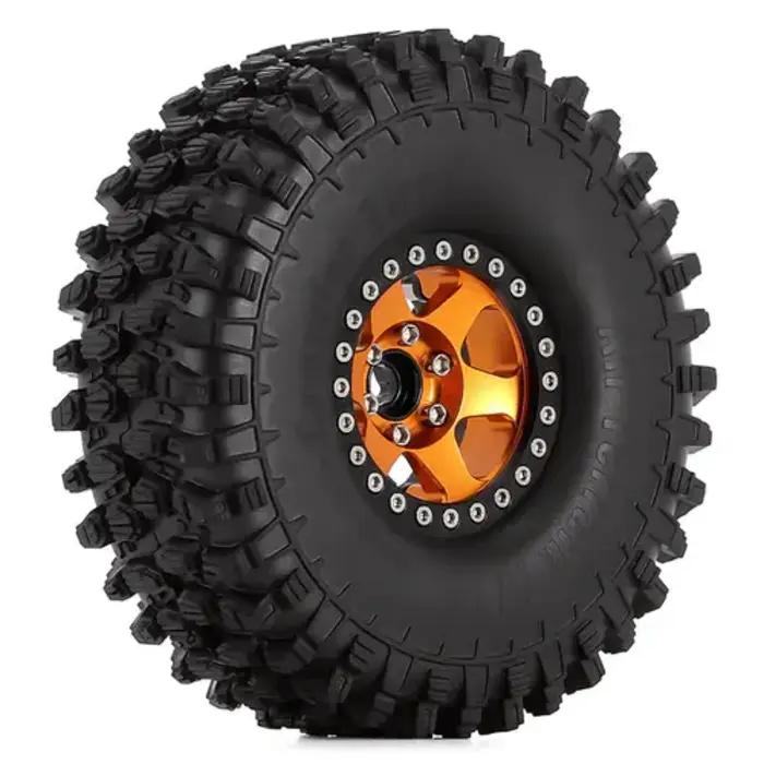 INJORA YQT-1901-14GD - INJORA 4PCS 1.9" 120x42mm Wheel Rims Tires Set for 1/10 RC Crawler, Gold