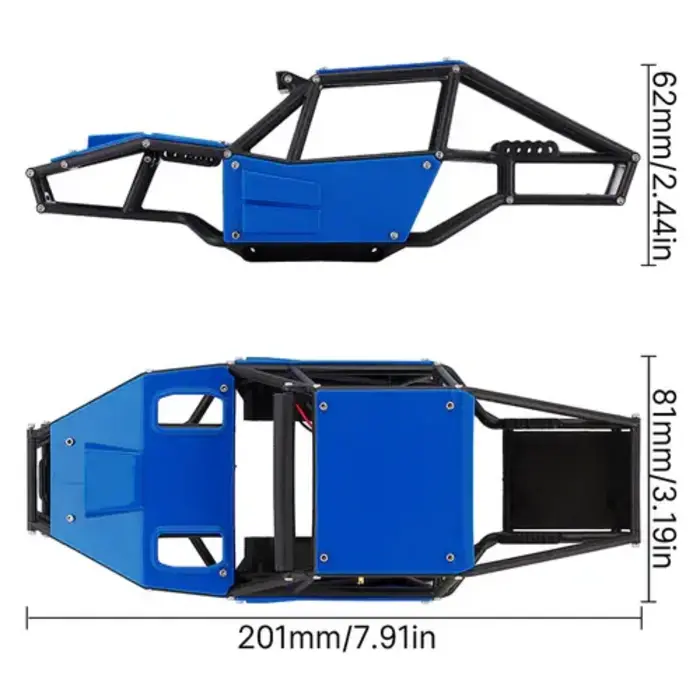 INJORA 4M-53BL - INJORA Rock Tarantula Nylon Buggy Body Chassis Kit for 1/18 TRX4M, Blue
