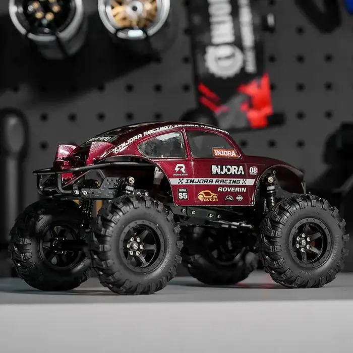 INJORA - INJORA BUG24 Body with Interior for 1/24 SCX24 C10 JLU Bronco Base Camp 4Runner, Burgundy