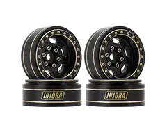 INJORA YQW-1103BK - INJORA Blaxk 1.0 Plus 6-Spoke Brass Beadlock Wheels 43g/pcs offset -3.75mm for 1/18 1/24 RC Crawler (4) (W1103) Black
