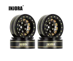 INJORA YQW-1107BGD - INJORA Black 1.0 Plus Brass Beadlock Wheel for 1/24 1/18 RC Crawler SCX24 TRX4M FCX24 (W1107) Black