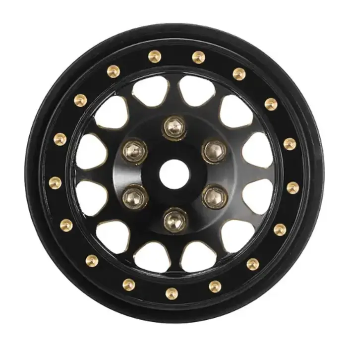 INJORA YQW-1107BGD - INJORA Black 1.0 Plus Brass Beadlock Wheel for 1/24 1/18 RC Crawler SCX24 TRX4M FCX24 (W1107) Black