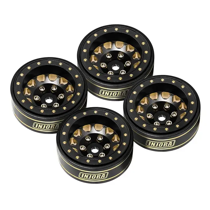 INJORA YQW-1107BGD - INJORA Black 1.0 Plus Brass Beadlock Wheel for 1/24 1/18 RC Crawler SCX24 TRX4M FCX24 (W1107) Black