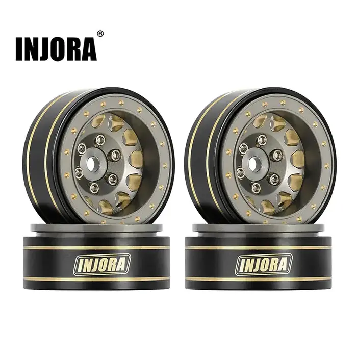 INJORA YQW-1107GL - INJORA Gray 1.0 Plus Brass Beadlock Wheel for 1/24 1/18 RC Crawler SCX24 TRX4M FCX24 (W1107) Gray