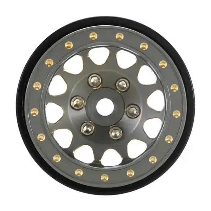 INJORA YQW-1107GL - INJORA Gray 1.0 Plus Brass Beadlock Wheel for 1/24 1/18 RC Crawler SCX24 TRX4M FCX24 (W1107) Gray