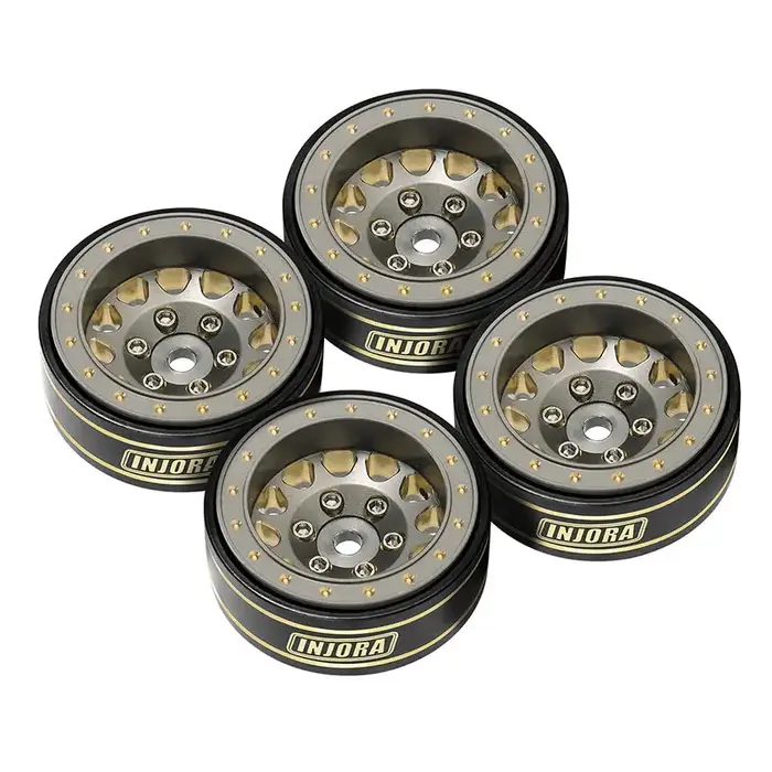 INJORA YQW-1107GL - INJORA Gray 1.0 Plus Brass Beadlock Wheel for 1/24 1/18 RC Crawler SCX24 TRX4M FCX24 (W1107) Gray