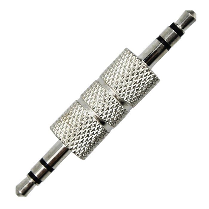 X0319 - Bociloy 3.5 mm Male to Male Audio Cable Connector, 1/8” Audio Adapter Male to Male Jack Adapter, Metal Male Headphone Jack Coupler Connector, Silver Plated