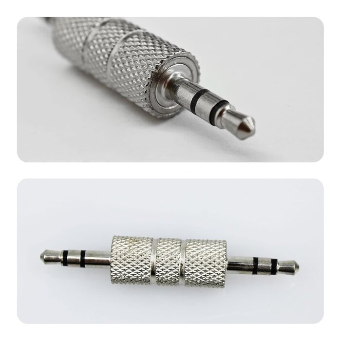 X0319 - Bociloy 3.5 mm Male to Male Audio Cable Connector, 1/8” Audio Adapter Male to Male Jack Adapter, Metal Male Headphone Jack Coupler Connector, Silver Plated