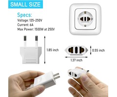 TYPE-C-1 - MIKWOAB US to Europe Plug Adapter, 220V to 110V Type C European Travel Adapter, American to European Plug Adapter for Spain Germany France Italy Israel, White