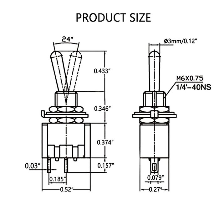 2P-MINI-TOGGLE - mxuteuk SPST Mini Toggle Switch Miniature ON/Off Switch 2 Terminal 2 Position 6A 125V 3A 250V for DIY Car Dash Dashboard Electronic Equipment MTS-101