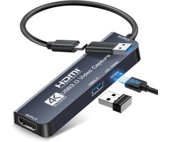 USB 3.0 4K Video Capture Card, 1080P 60FPS for Streaming (Black)