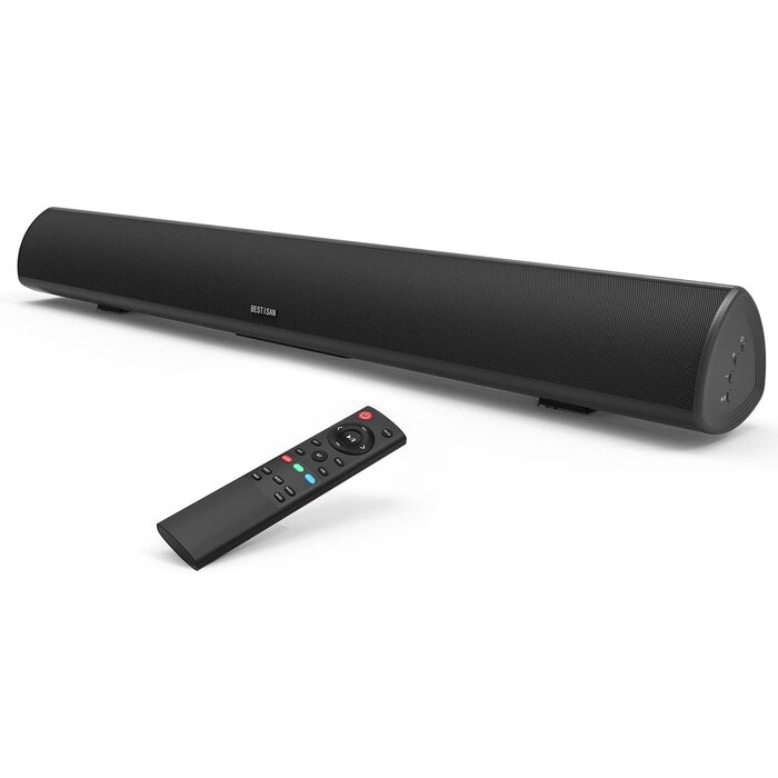 S6520 - BESTISAN Soundbar Wired and Wireless Bluetooth 5.0 HDMI-ARC Speaker for TV (28 Inches, HDMI-ARC Connection, Optical Cable Included, DSP, Bass Adjustable, Wall Mountable)