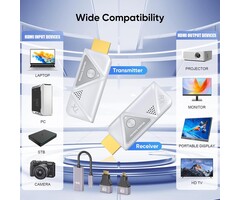 DT276W-A-28 - Elalight Wireless HDMI Transmitter and Receiver 382FT/100M, 2.4G+5G Plug & Play Wireless HDMI Extender Kit 4K Decode for Video and Audio to Monitor from Laptop (1TX+1RX 382FT)