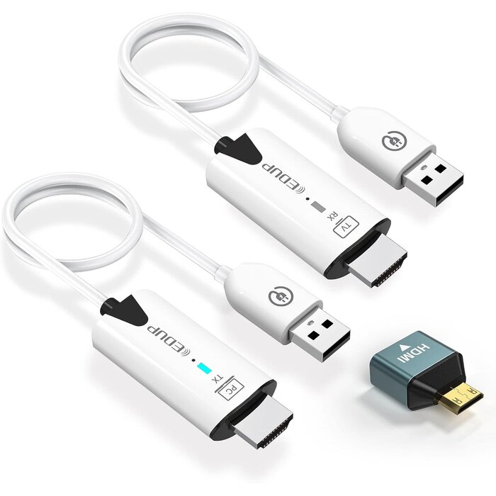 EP-9906 - EDUP Wireless HDMI Transmitter and Receiver, 2025 Upgraded 1080P Wireless HDMI Extender 165FT Range, Plug&Play, Video Audio Projection for Desktop, PC, TV Box, PS4/5 to TV/Projector/Monitor-White