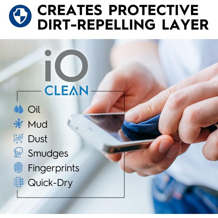 SCRN-SPRAY-16OZ - iO Clean Screen Cleaner Spray (16oz - 473ml) – Best Large Cleaning Kit for LCD LED OLED TV, Smartphone, iPad, Laptop, Touchscreen, Computer Monitor, Electronic Devices, Microfiber Cloth Wipes and 2 Nozzles