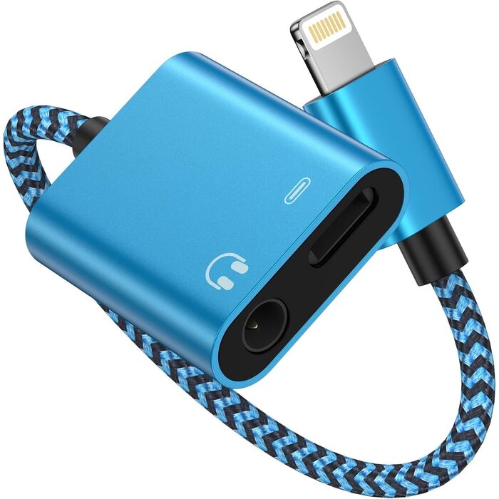 LGHT-AUX-CHRG - iPhone Headphone Adapter with Charge 2-in-1 Lightning to 3.5mm Female Aux Audio Jack Dual Converter Mfi Certified Apple Dongle Splitter + Charger Adaptor for iPhone 14 Pro Max 13 12 11 XR XS iPad Mini
