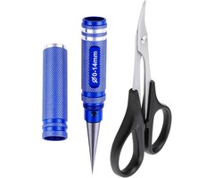 Body Reamer 0-14mm Hole Puncher w/Sleeve & Curved Scissors Set for RC Car Bodyshell Hobby Tools