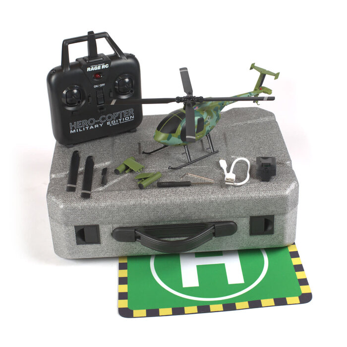 RageRC RGR6101 - Hero-Copter Military, 4-Blade RTF Heli; Marines