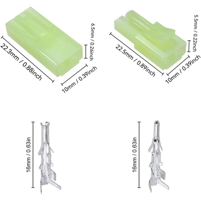 MINI-TAMIYA-1545 - Apex Mini Tamiya Style Male/Female Connector Plugs - Apex RC Products #1545