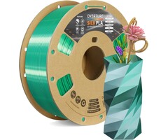 OVPLA-SILK-GRN-SLVR- OVERTURE Silk Green Silver PLA Dual Color Filament 1.75mm, Bi-Color Shiny PLA Finish, Smooth & Glossy, 1kg Spool (2.2lbs), Ideal for Cosplay Jewelry & Home Decor (Silk Green-Silver)1kg