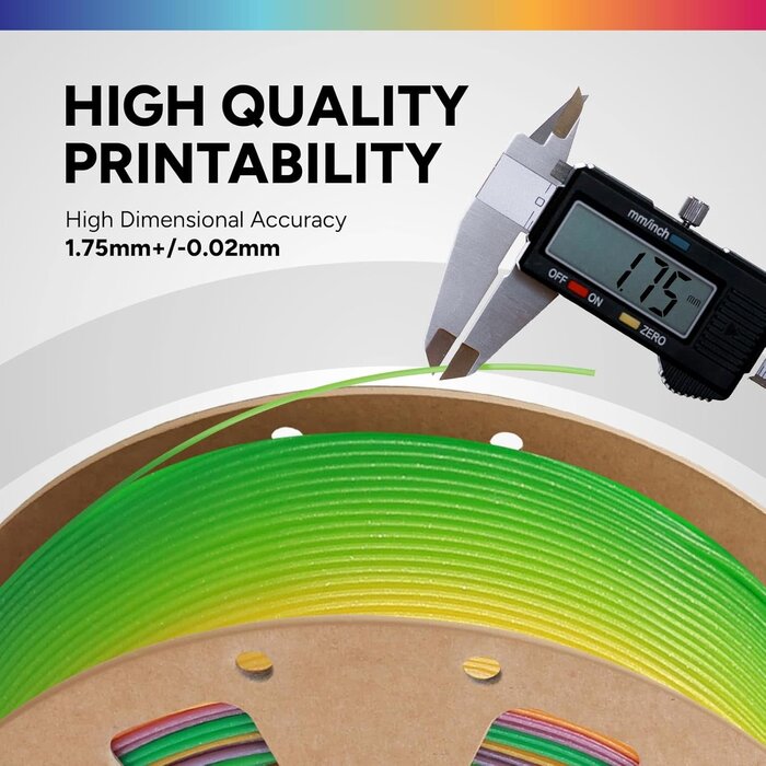 OVPLA-CHRISTMAS-PRISM - OVERTURE Christmas Prism PLA Filament 1.75mm PLA 3D Printer Filament, 1kg Cardboard Spool (2.2lbs), Dimensional Accuracy +/- 0.02mm, Fit Most FDM Printer (Christmas Prism)