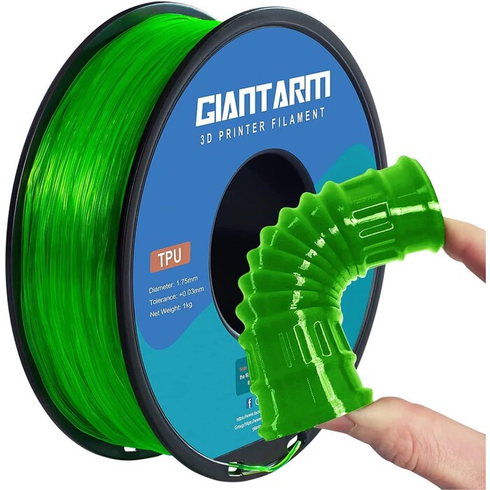 GIANTARM TPU-1150 - GIANTARM Green TPU 3D Filament, 1.75mm, 1kg Flexible Soft 3D Printer Consumables, 95A 1kg Spool (2.2 lbs.), Dimensional Accuracy +/- 0.05 mm
