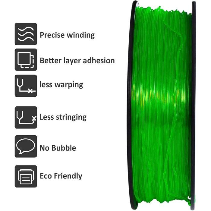 GIANTARM TPU-1150 - GIANTARM Green TPU 3D Filament, 1.75mm, 1kg Flexible Soft 3D Printer Consumables, 95A 1kg Spool (2.2 lbs.), Dimensional Accuracy +/- 0.05 mm