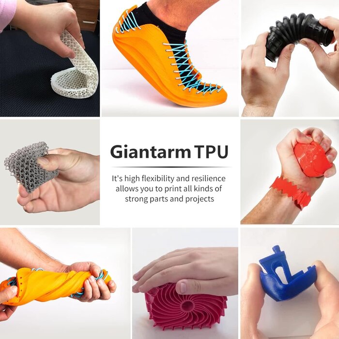 GIANTARM TPU-1150 - GIANTARM Green TPU 3D Filament, 1.75mm, 1kg Flexible Soft 3D Printer Consumables, 95A 1kg Spool (2.2 lbs.), Dimensional Accuracy +/- 0.05 mm