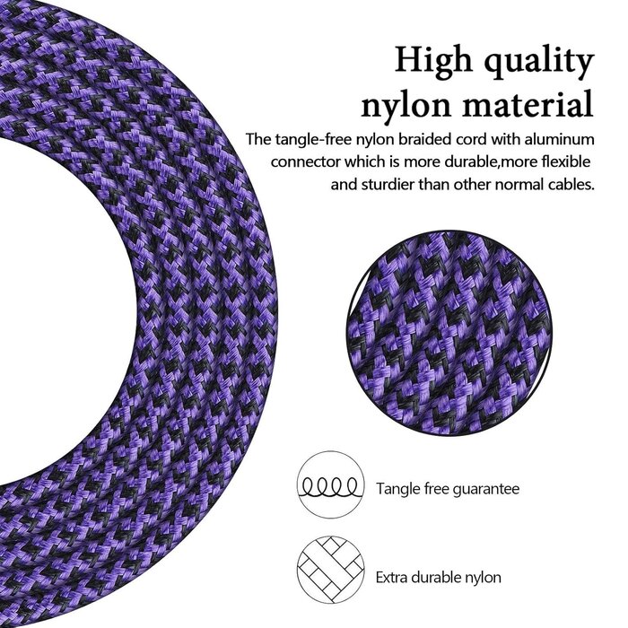 AilkinDirect MICRO-USB-3FT - AilkinDirect Micro USB Cable, 3ft Android USB Male to Micro B Charger Cord, Fast Charging Speed Data Wire Nylon Colored Braided Powerline Cable for Samsung Galaxy S7 S6 J7 J3 J8 A01 Kindle Fire Droid