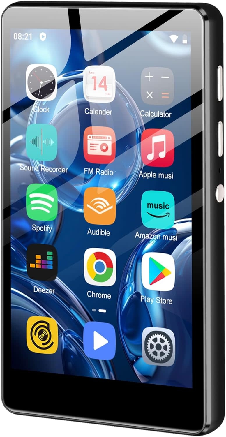 MP3 Player with Bluetooth and WiFi, 4.0" Full Touchscreen Mp4 Mp3 Player with Spotify, Audible, Amazon Music, Android Music Player with Speaker, FM Radio, E-Book, Up to 512 GB