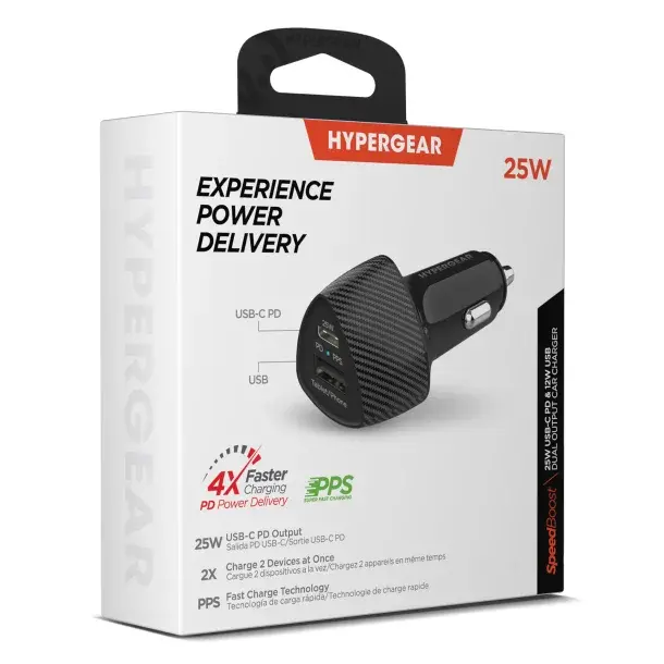 HyperGear® SpeedBoost 25-Watt PD 12-Watt USB-A Dual-Output Car Charger